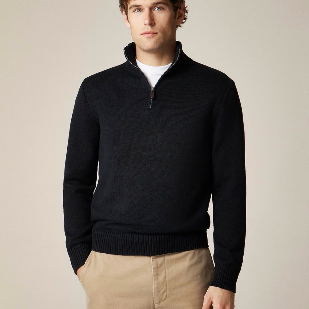 Men's Black Half-Zip Lambs Wool Sweater